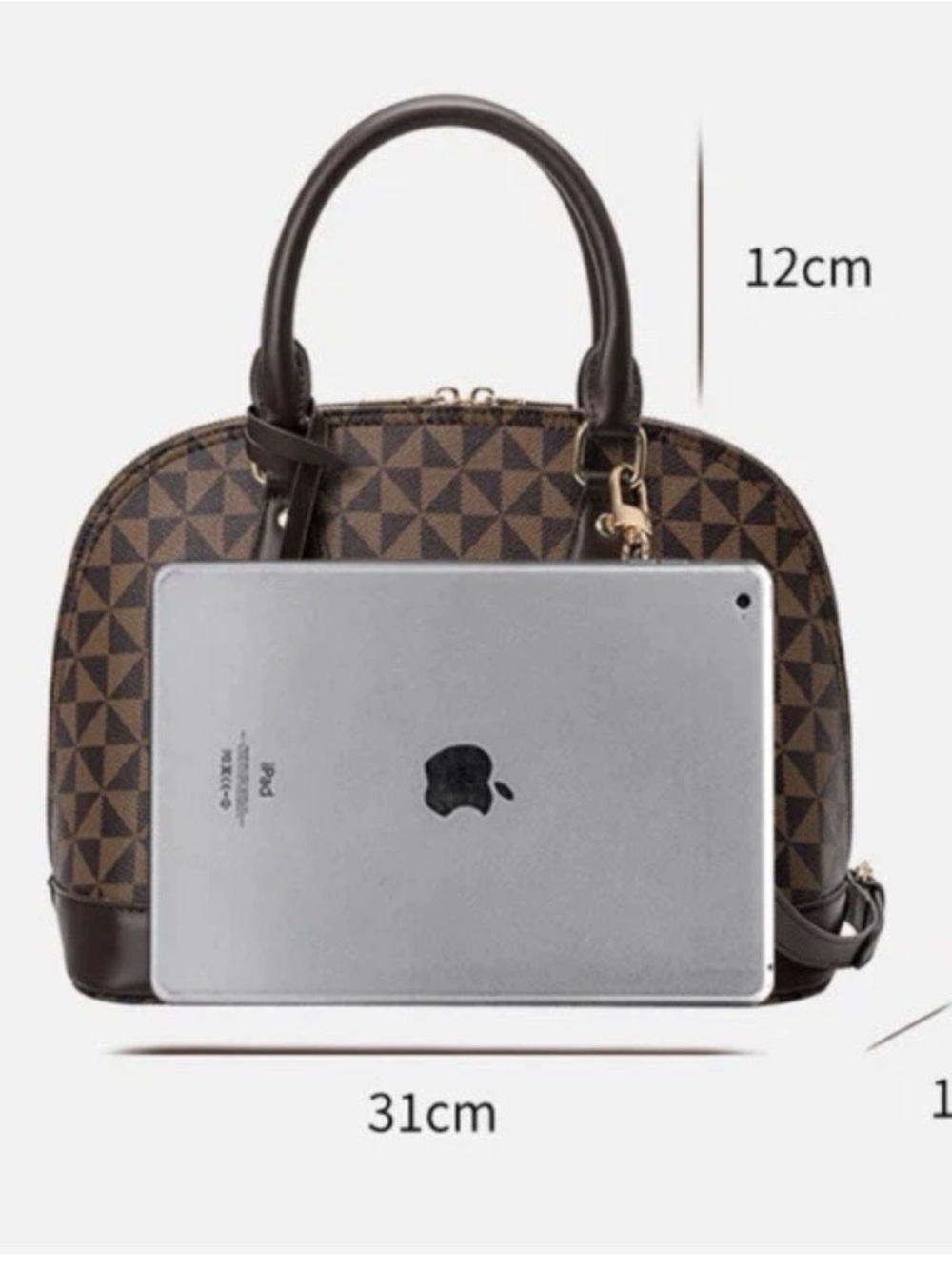 Geometric Pattern Brown Handbag - Picture 4 of 7